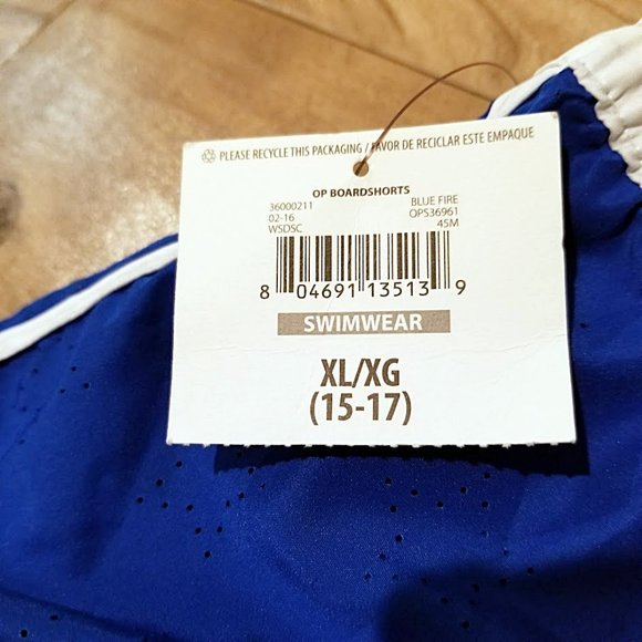 New Op Blue White Board Shorts XL 15/17 Womens Ocean Pacific Beach Swim Cover Up - Picture 2 of 13